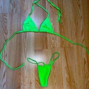 Exotic Dancewear Micro Bikini Neon Green - Size Small